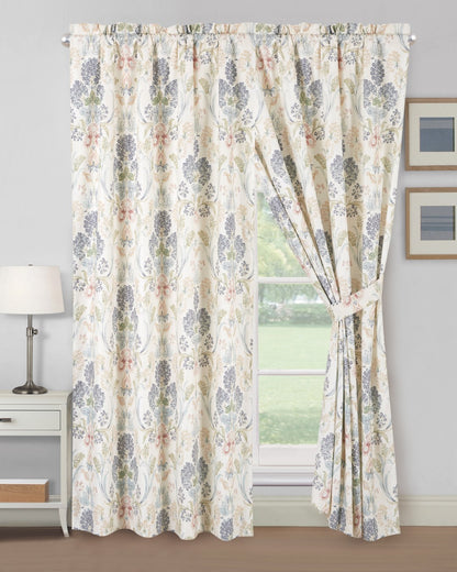 Printed Floral Microfiber Window Curtain Set