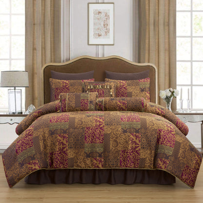 Amelia 9-Piece Floral Jacquard Patchwork Comforter Set