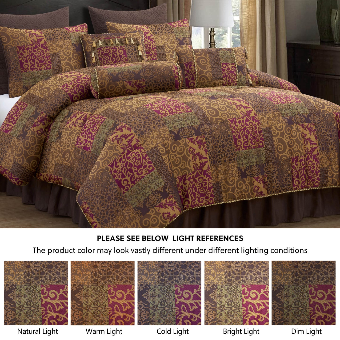 Amelia 9-Piece Floral Jacquard Patchwork Comforter Set