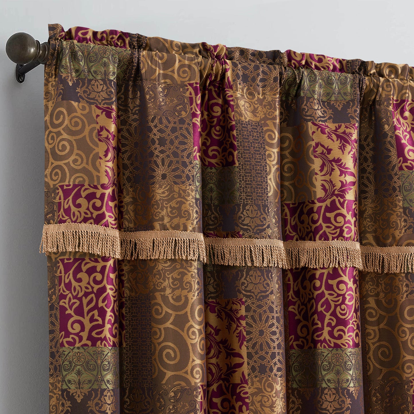 Amelia 4-piece Floral Jacquard Patchwork Window Curtain Set