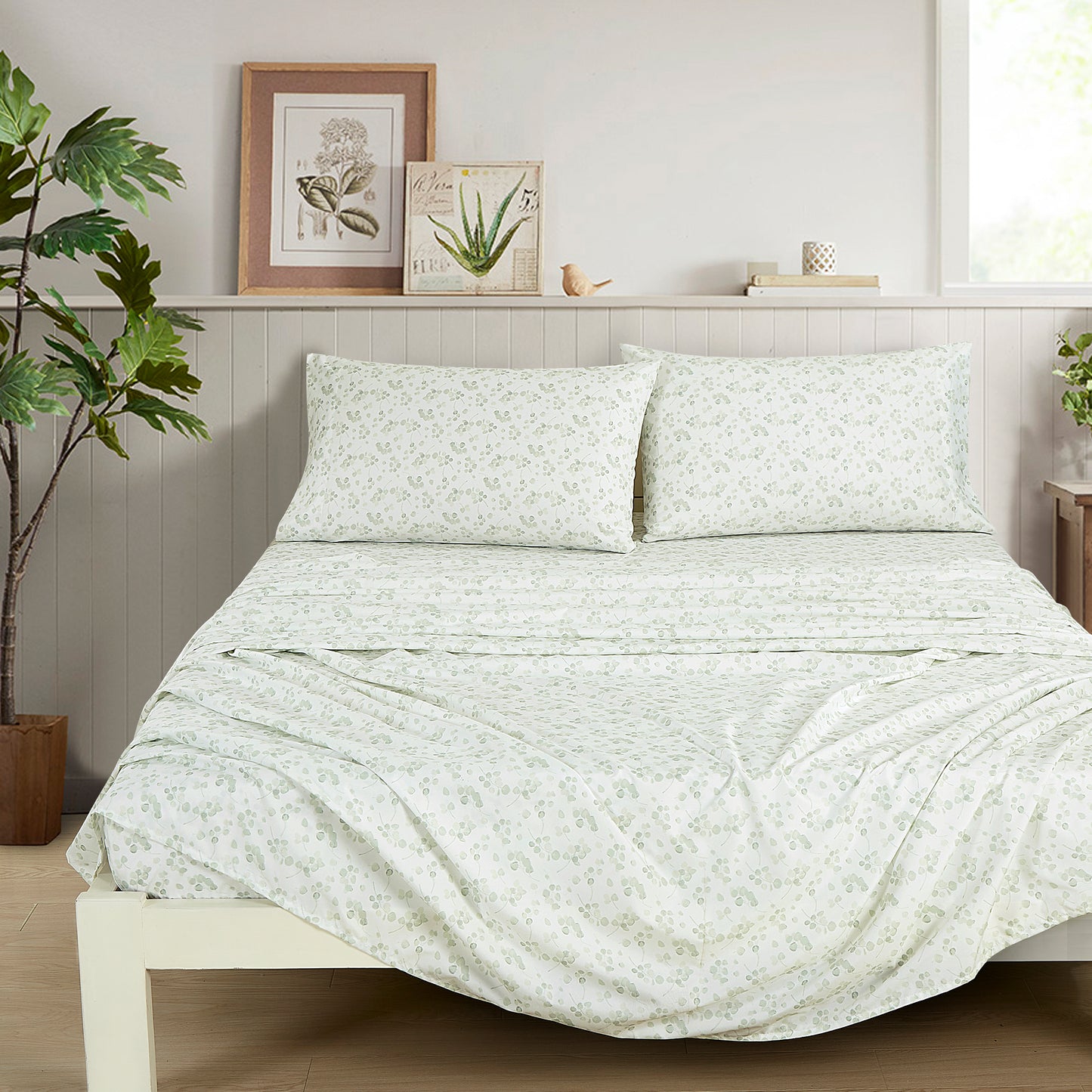 Printed Floral Microfiber Sheet Set with Deep Pocket