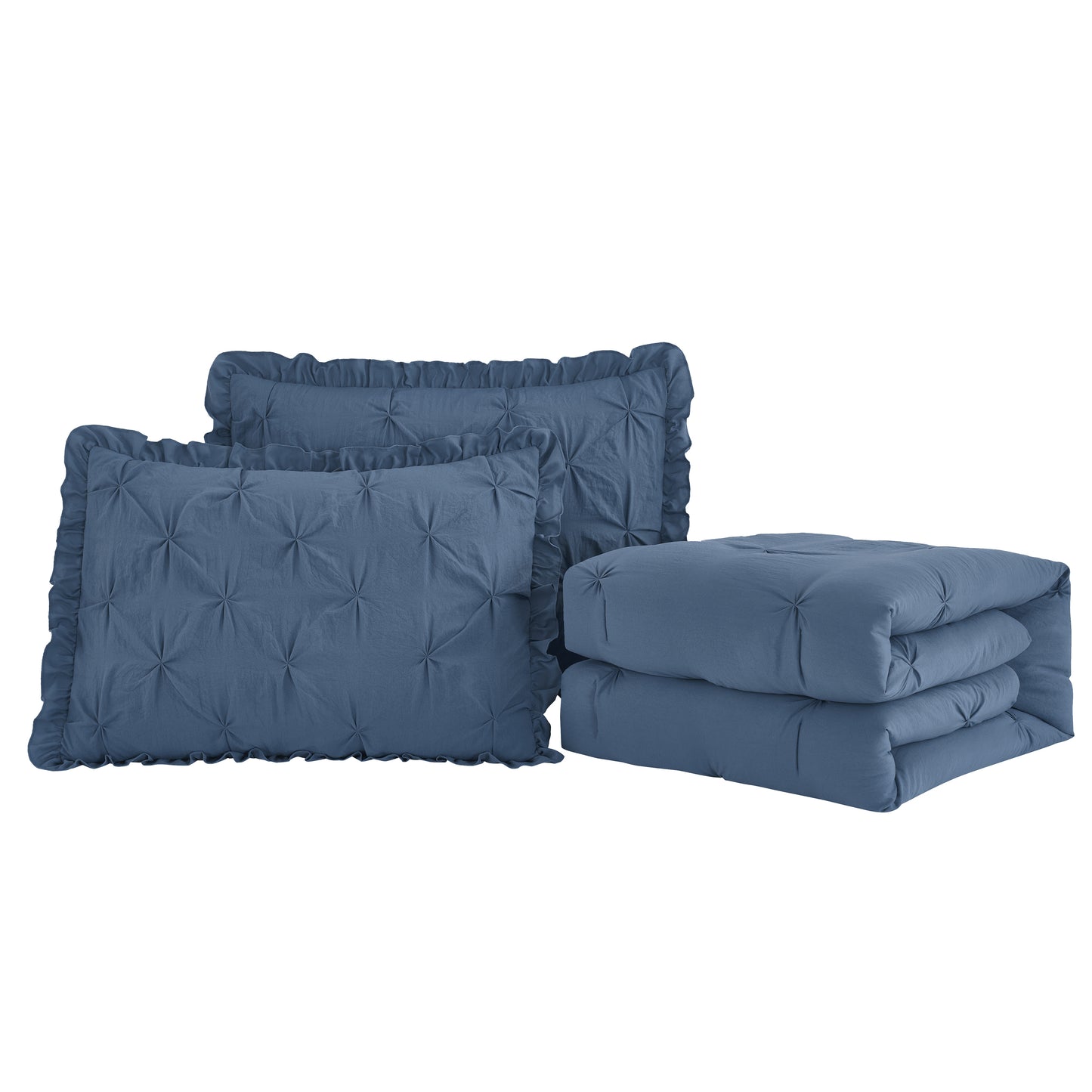 Aria French Country Chic Pinch Pleat Ruffle Skirt Bedspread Set