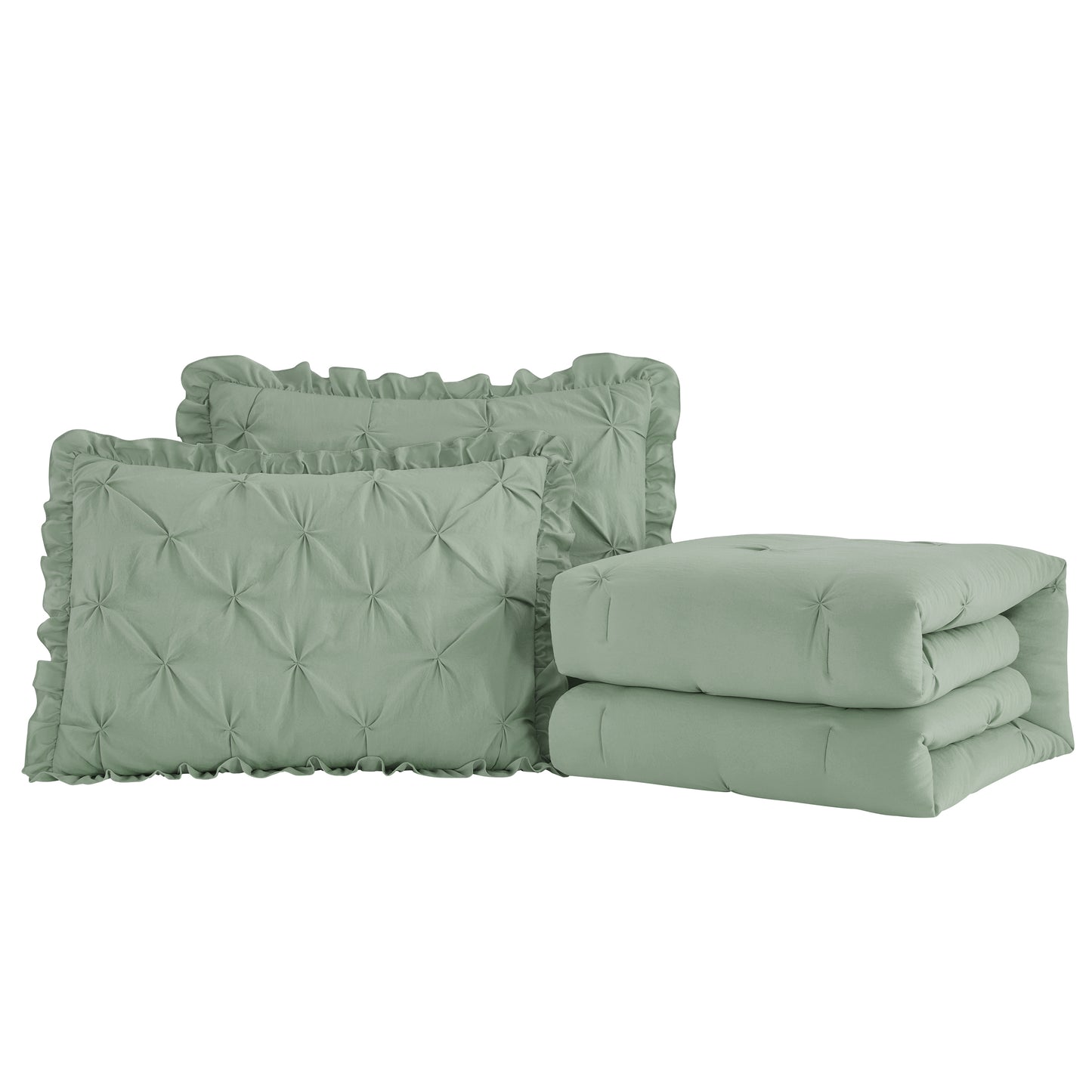 Aria French Country Chic Pinch Pleat Ruffle Skirt Bedspread Set