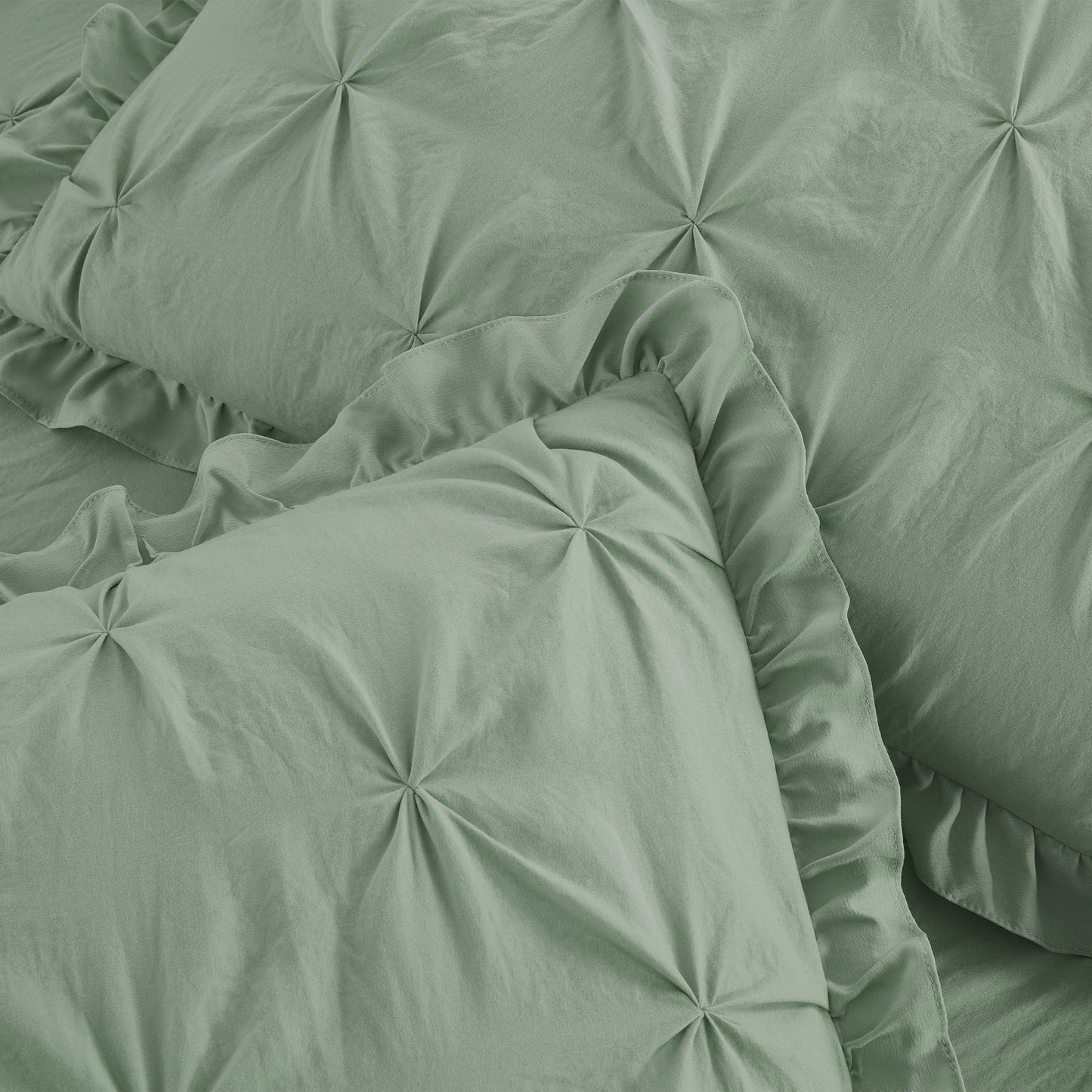 Aria French Country Chic Pinch Pleat Ruffle Skirt Bedspread Set
