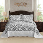 5-Piece Oversized Jacquard Matelasse Damask Pattern Lightweight Reversible Coverlet Set Textured Dot Border