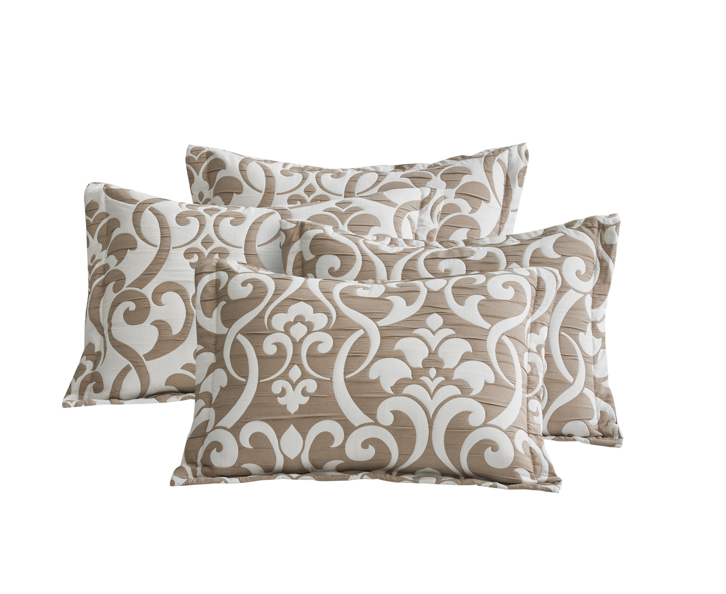 5-Piece Oversized Jacquard Matelasse Damask Pattern Lightweight Reversible Coverlet Set