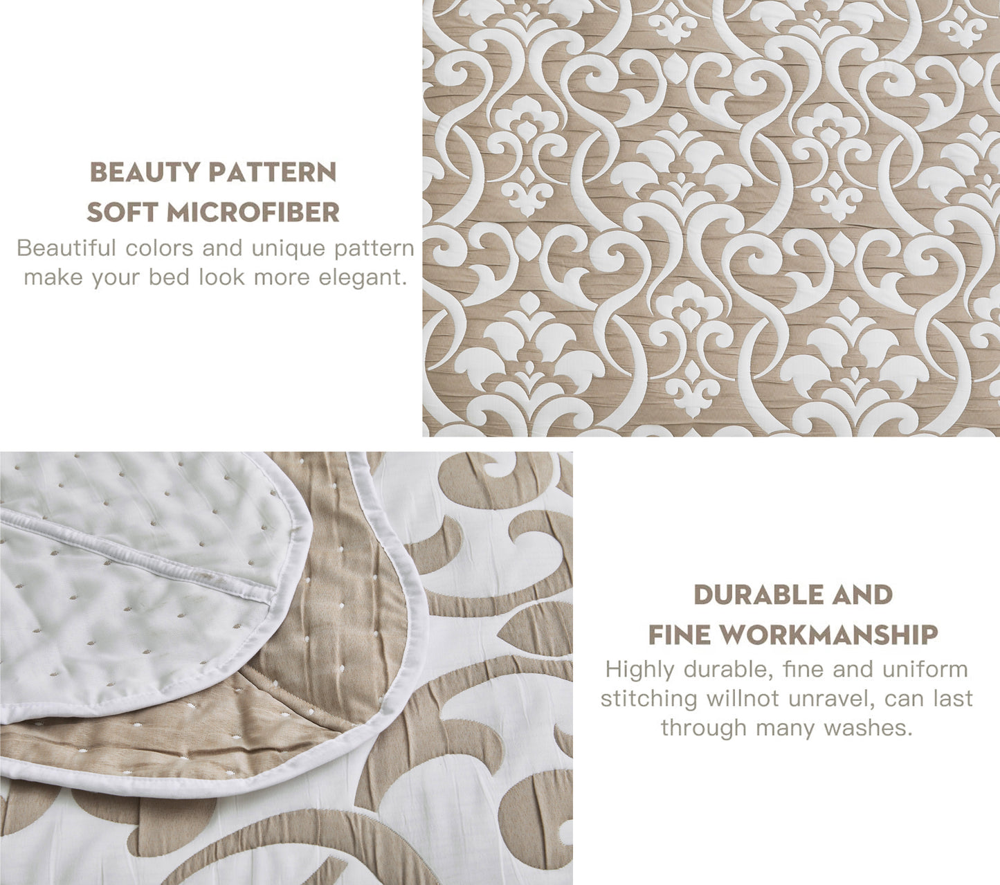 5-Piece Oversized Jacquard Matelasse Damask Pattern Lightweight Reversible Coverlet Set Textured Dot Border