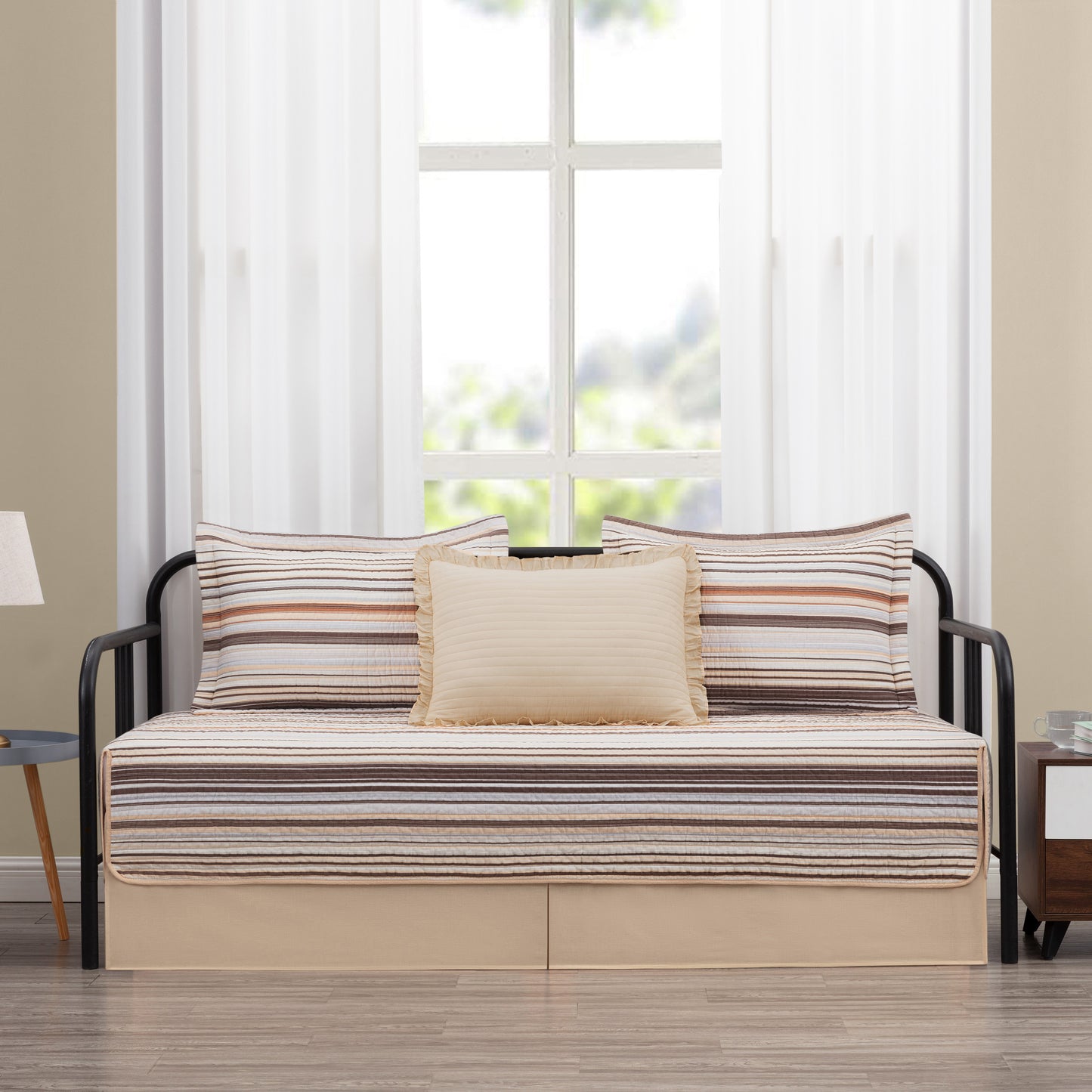 Avery Multi-Color Striped Cotton Quilt Set