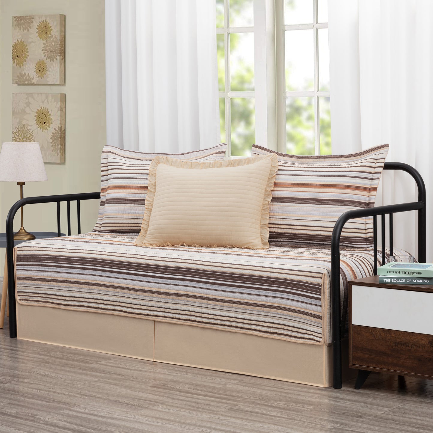 Avery Multi-Color Striped Cotton Quilt Set