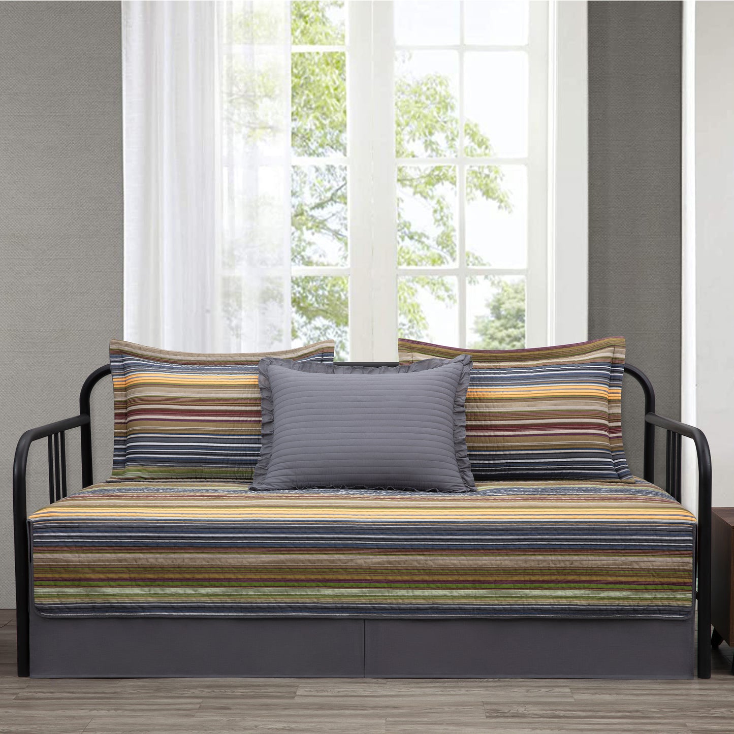 Avery Multi-Color Striped Cotton Quilt Set