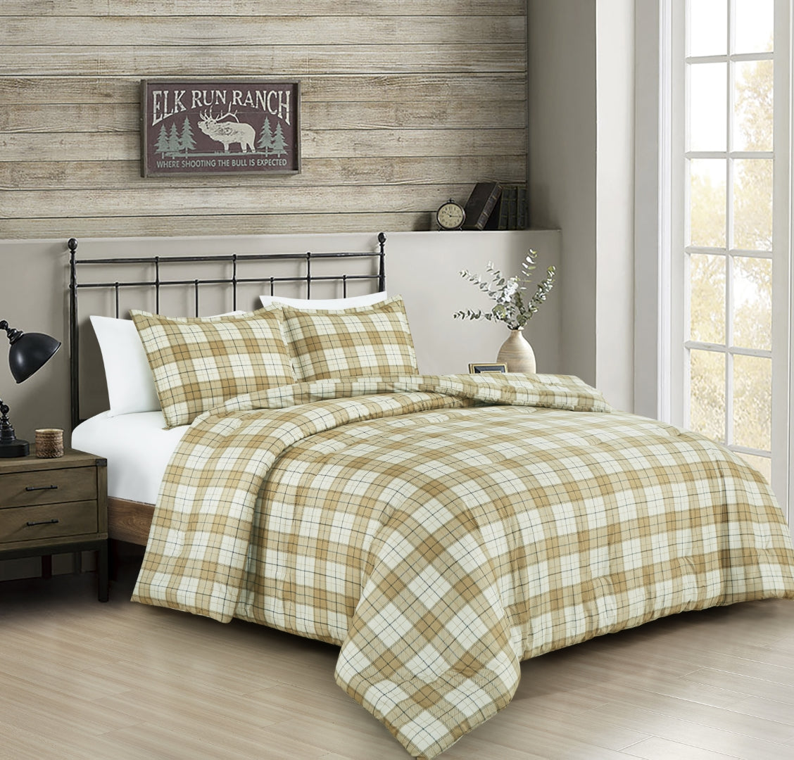 2/3-Piece Plaid Striped Printed Microfiber Comforter for All Season