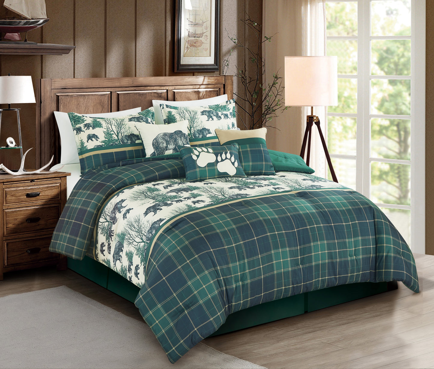 Lodge Inspired 7-Piece Printed Microfiber Comforter Set