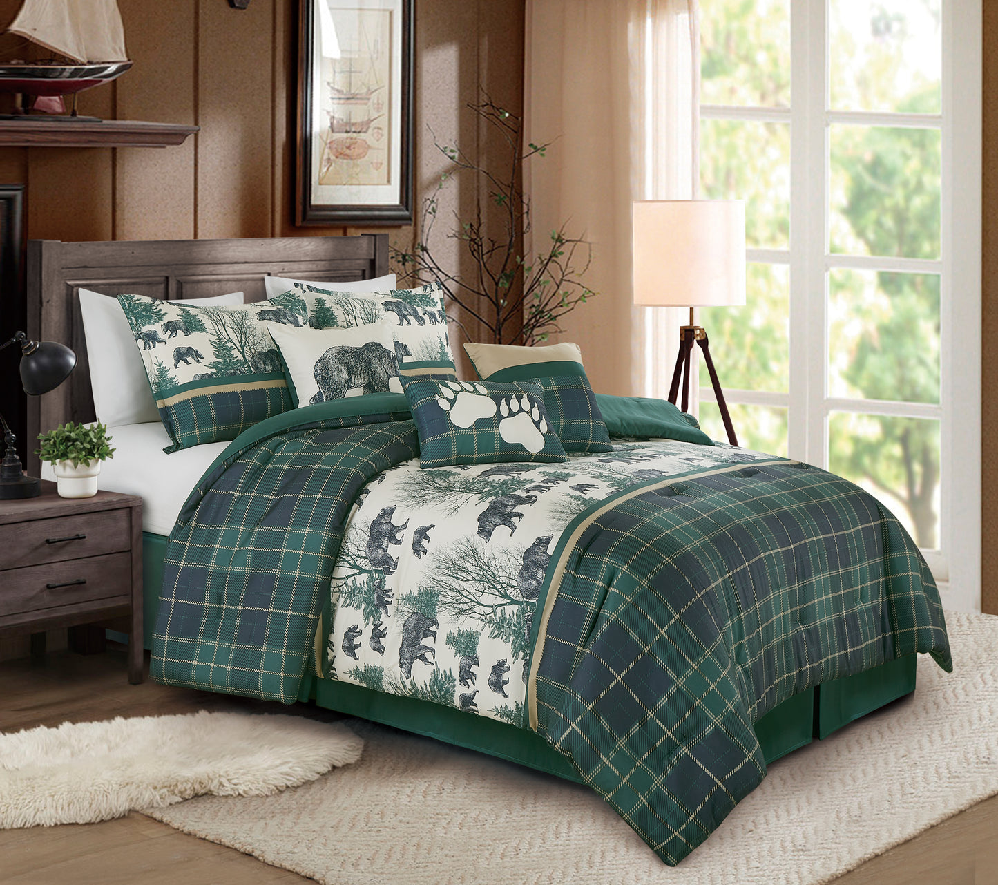 Lodge Inspired 7-Piece Printed Microfiber Comforter Set