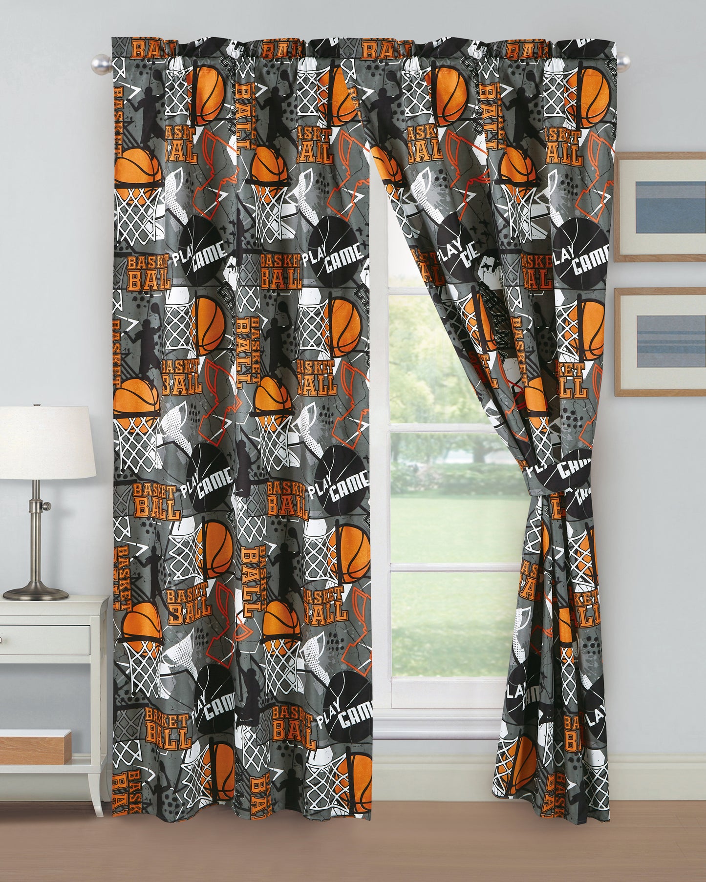 4-Piece Kids/Teens Multi-Color Printed Soft Microfiber Window Curtain Set