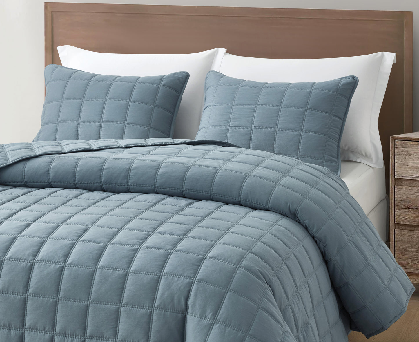 Branson Detailed Square Stitch Microfiber Quilt Bedspread Set