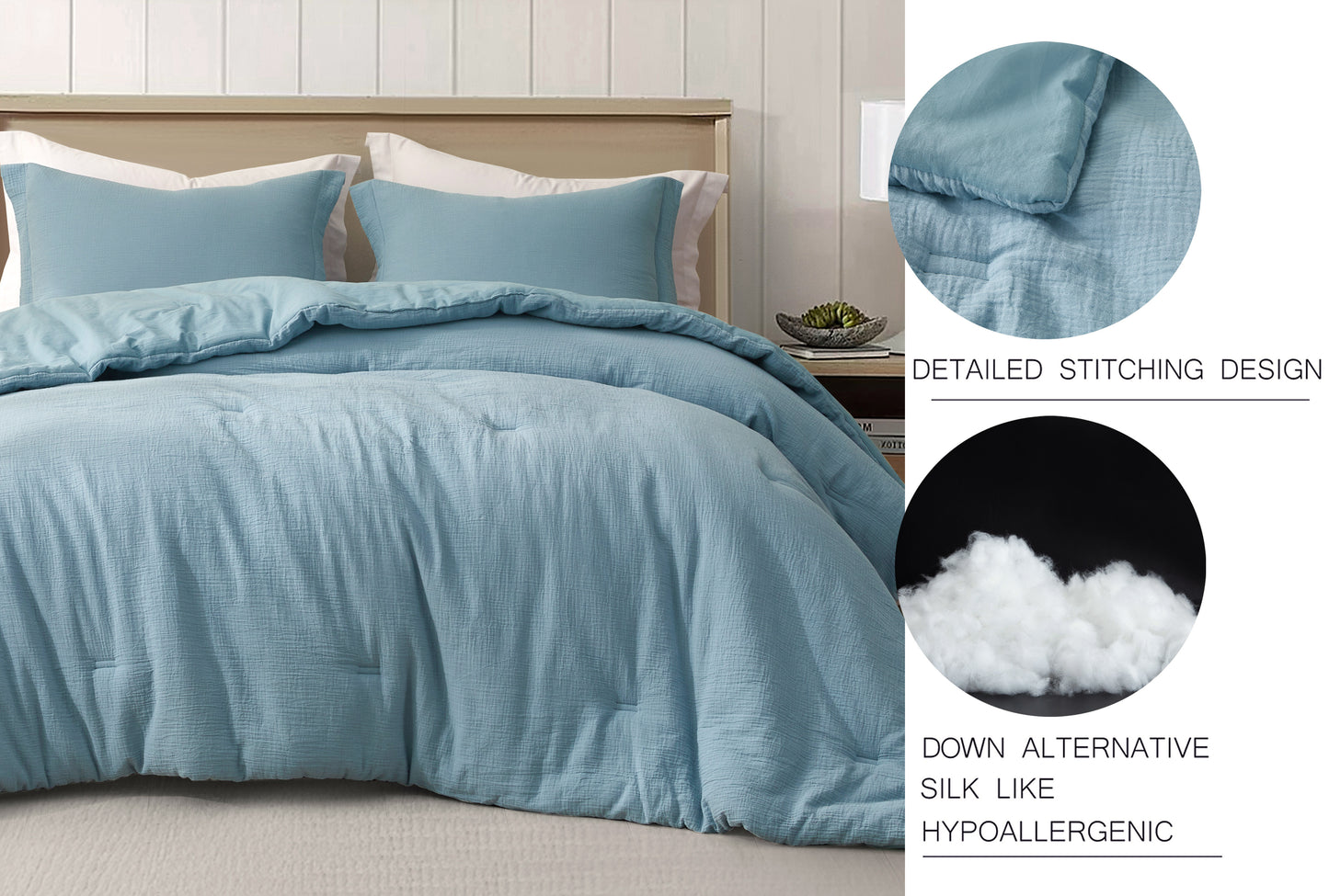 Breeze Soft Lightweight Breathable Cotton Muslin Comforter Set