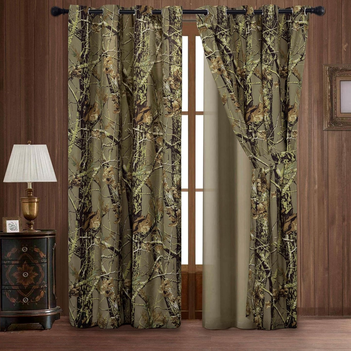 Salem 4-Piece Cabin Lodge Forest Woods Grommet Window Curtain Set, 2 Panels