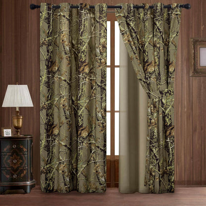 Salem 4-Piece Cabin Lodge Forest Woods Grommet Window Curtain Set, 2 Panels