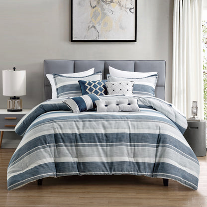 7-Piece Yarn-Dyed Striped Lightweight Jacquard Comforter Set