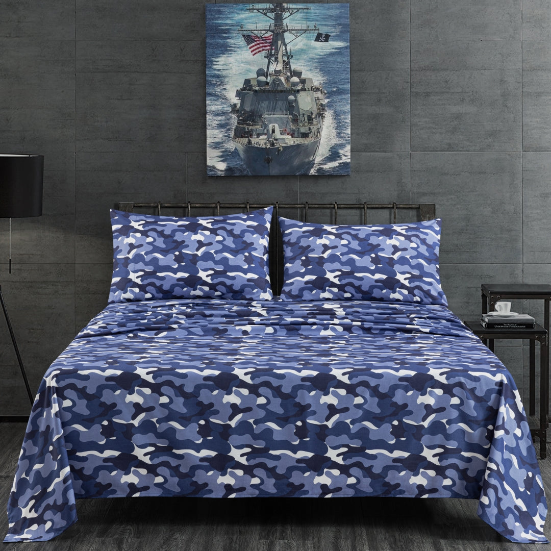 Military Camouflage Pattern 4-Piece Sheet Set