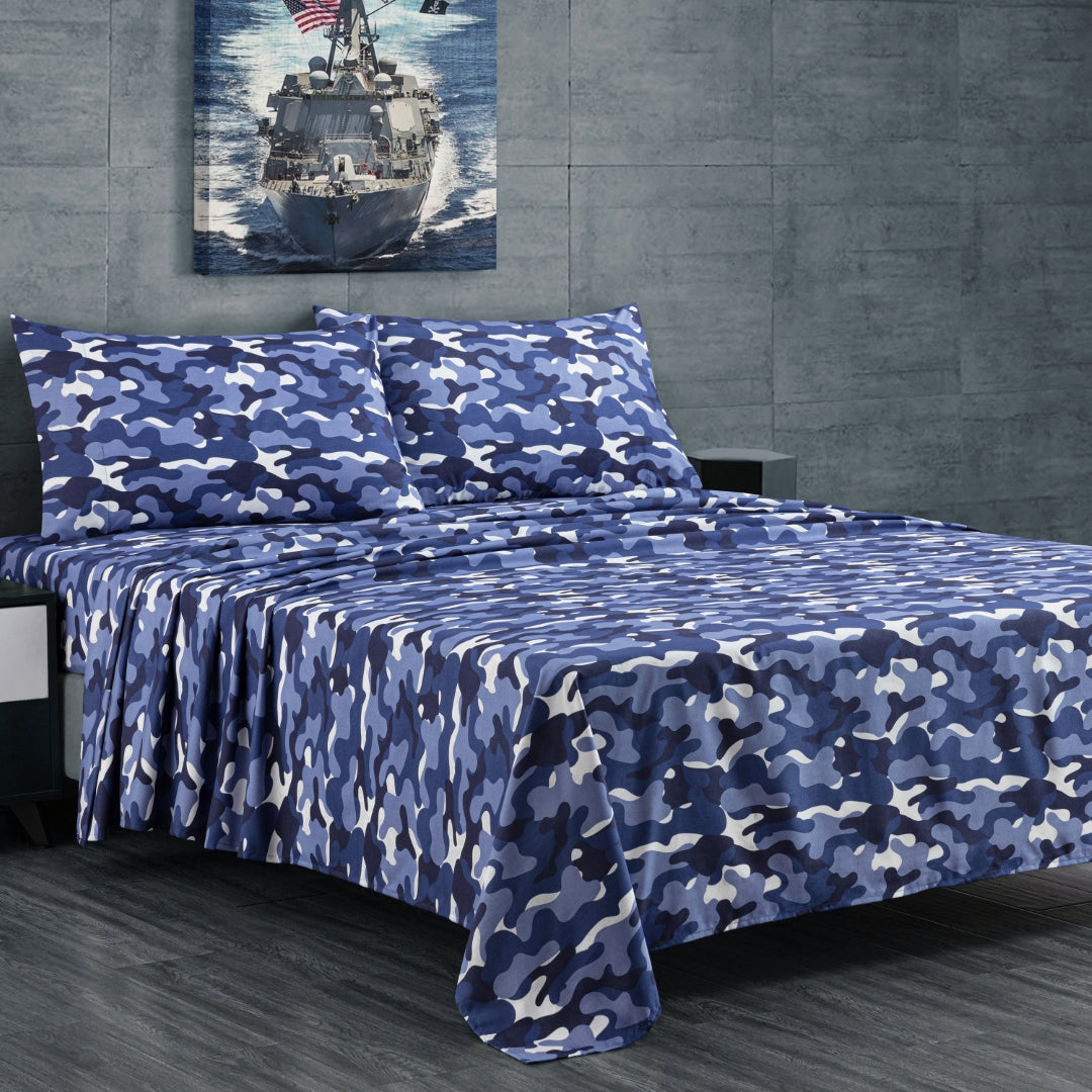 Military Camouflage Pattern 4-Piece Sheet Set