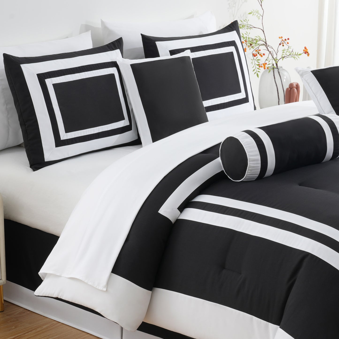 Caprice 7-Piece Hotel style Border Frame Comforter Set