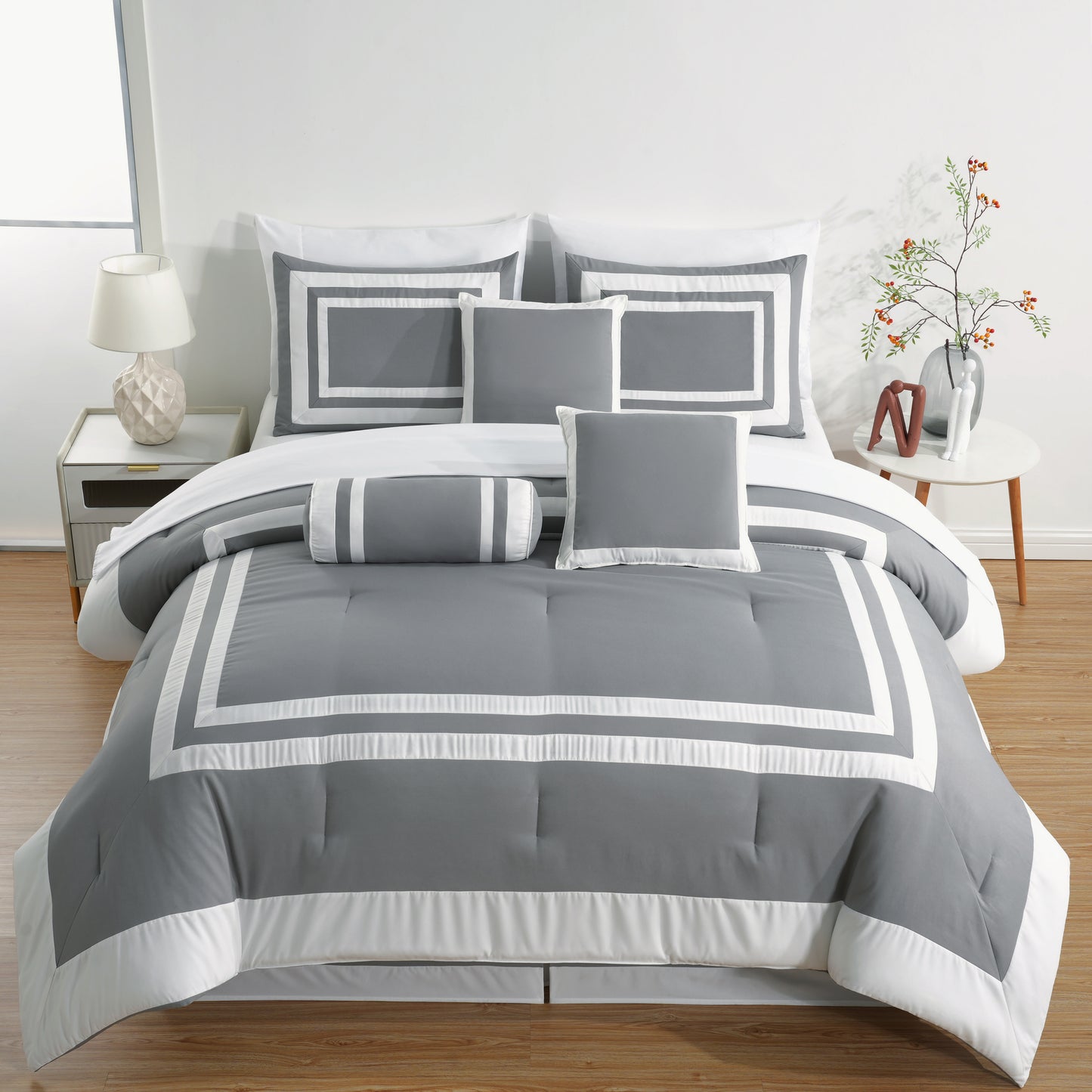 Caprice 7-Piece Hotel style Border Frame Comforter Set