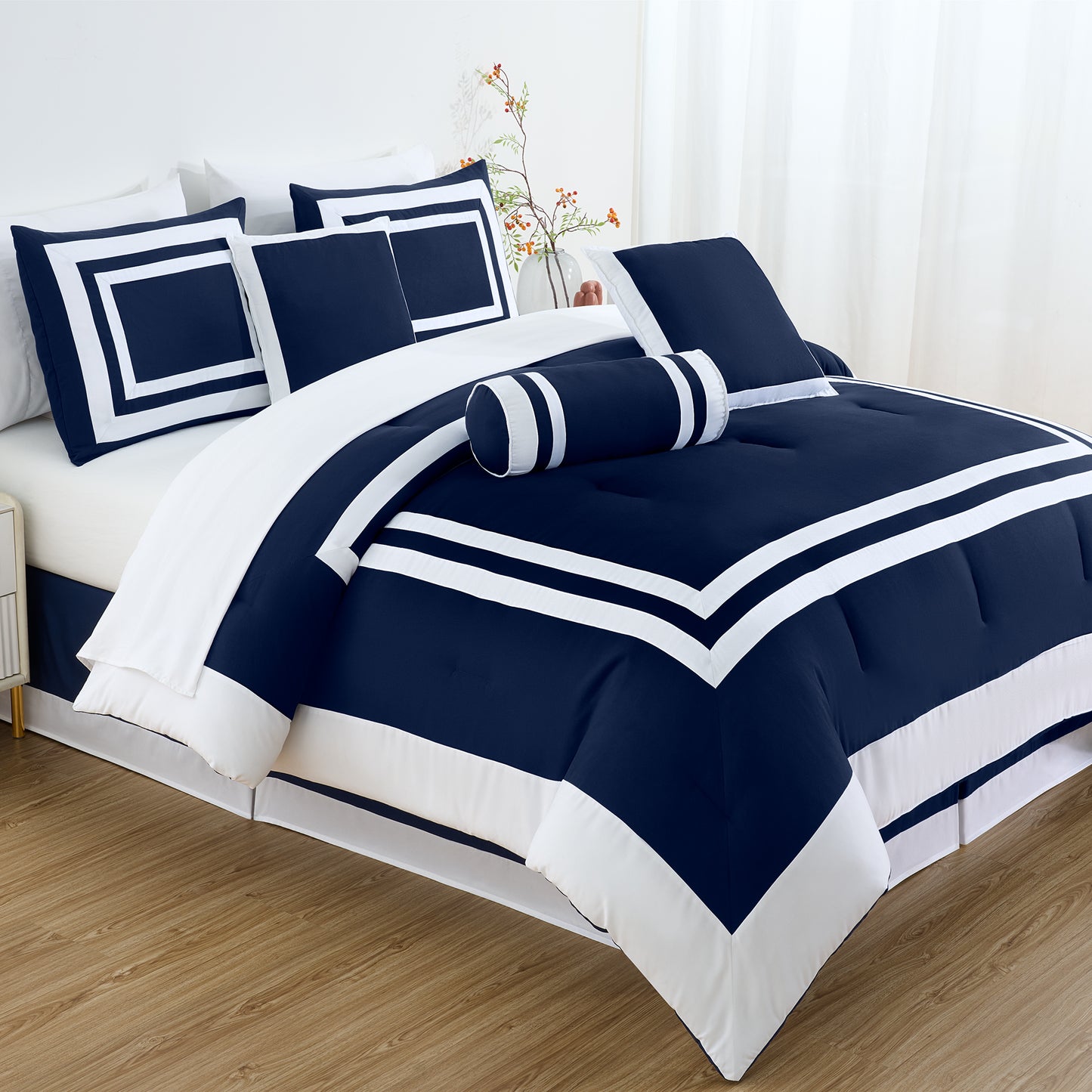 Caprice 7-Piece Hotel style Border Frame Comforter Set