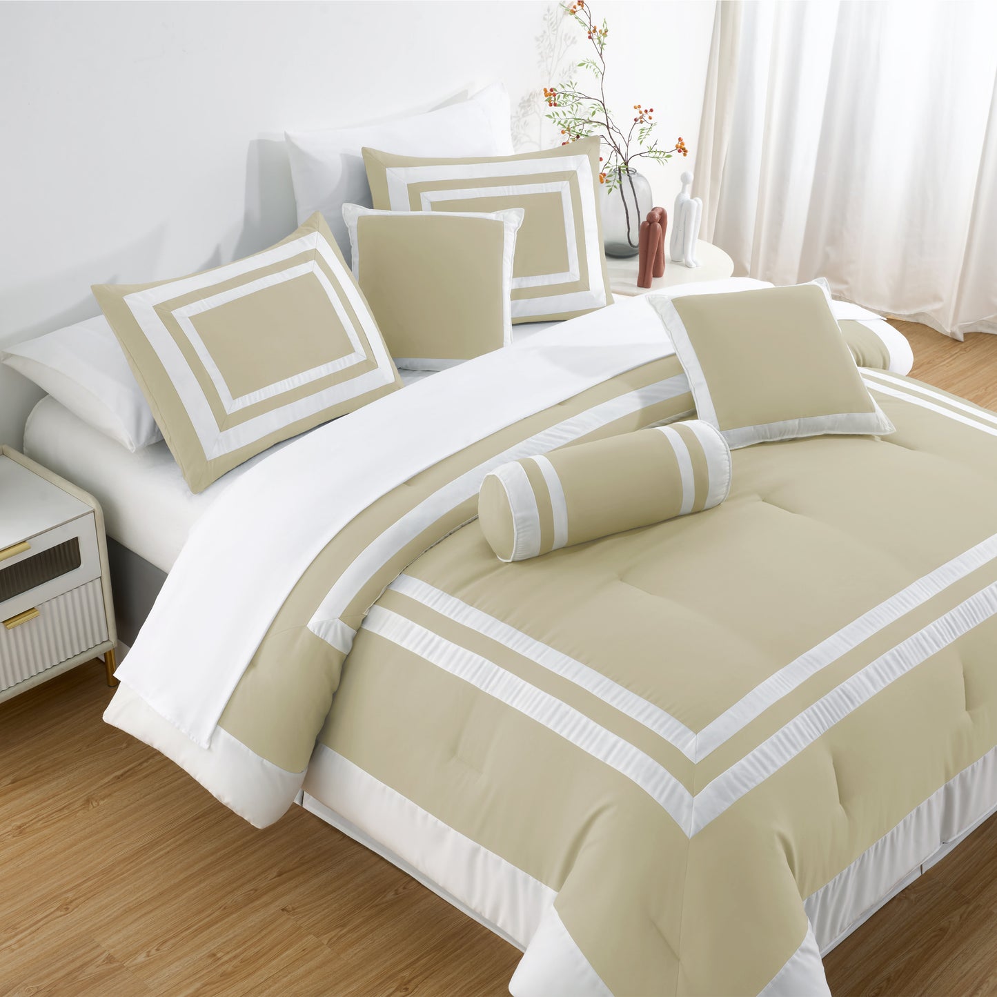 Caprice 7-Piece Hotel style Border Frame Comforter Set