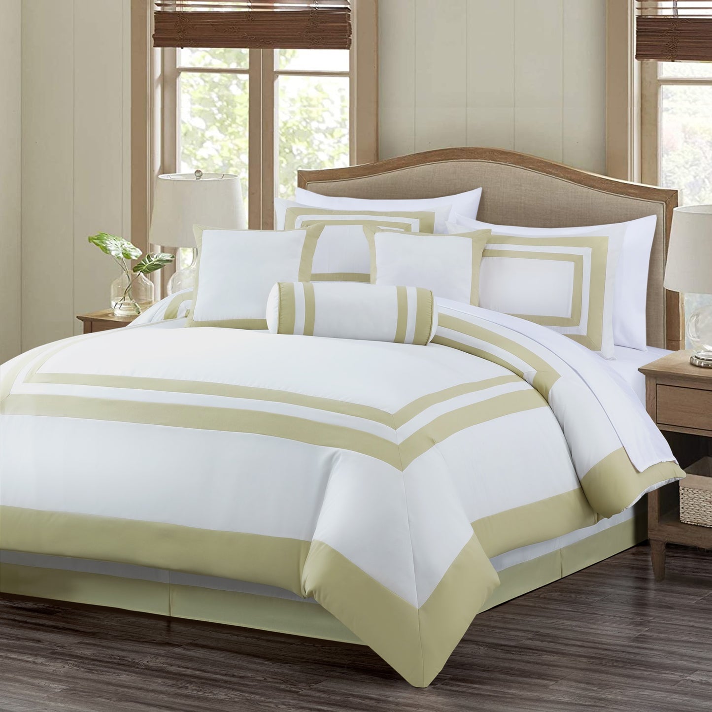 Caprice 7-Piece Hotel style Border Frame Comforter Set