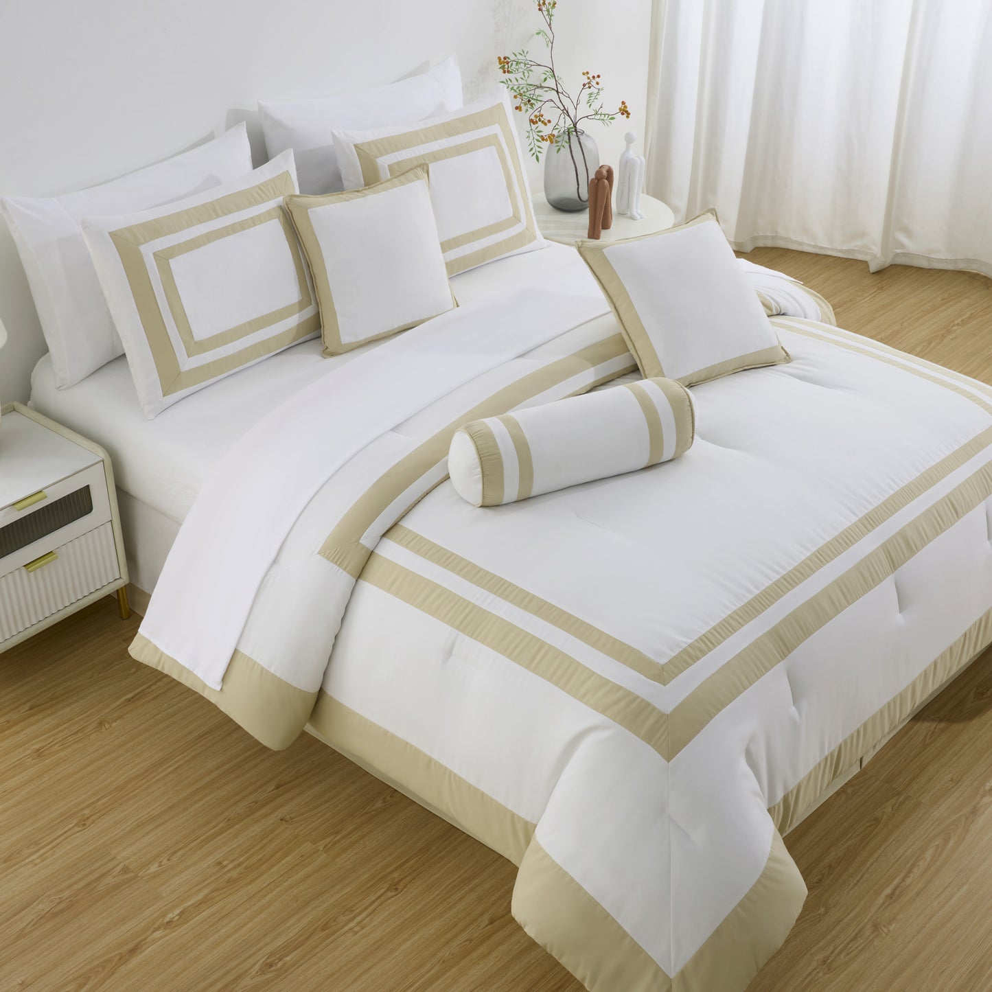 Caprice 7-Piece Hotel style Border Frame Comforter Set
