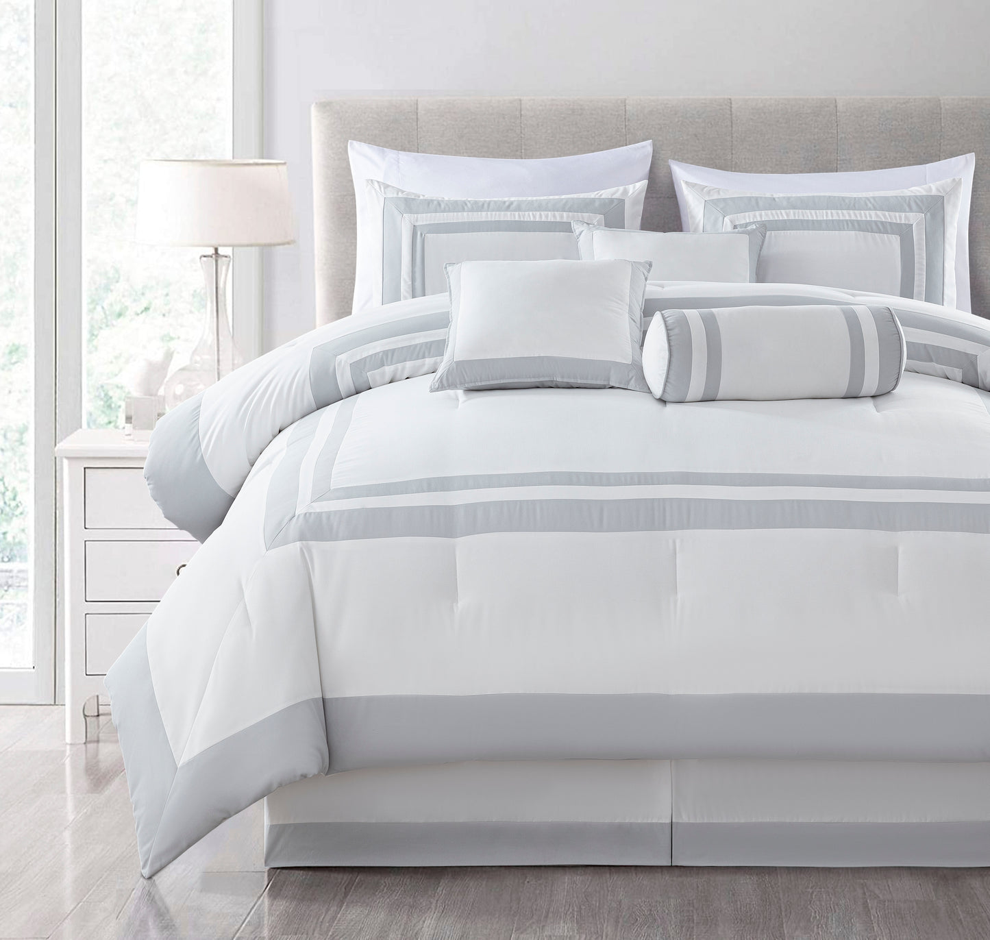 Caprice 7-Piece Hotel style Border Frame Comforter Set