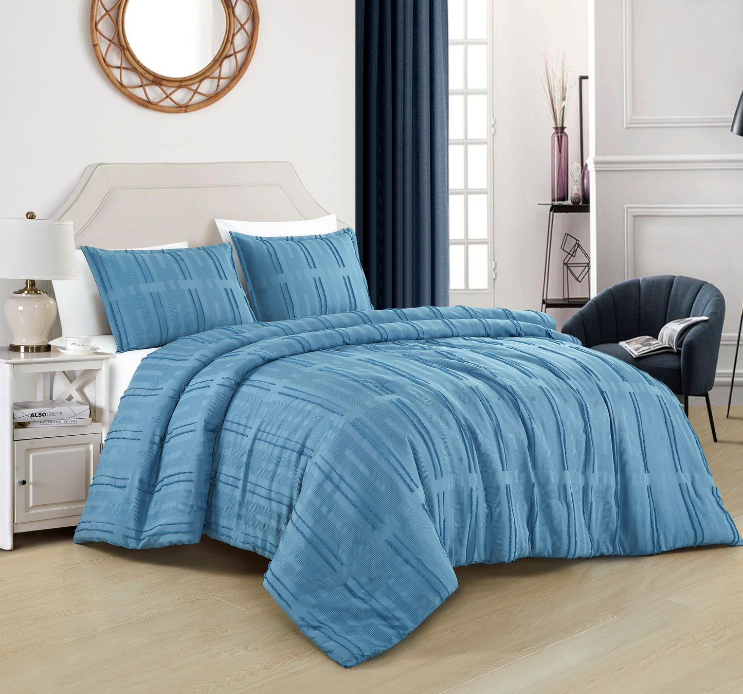 3-Piece Clip Jacquard Geometric Bedding Comforter Set