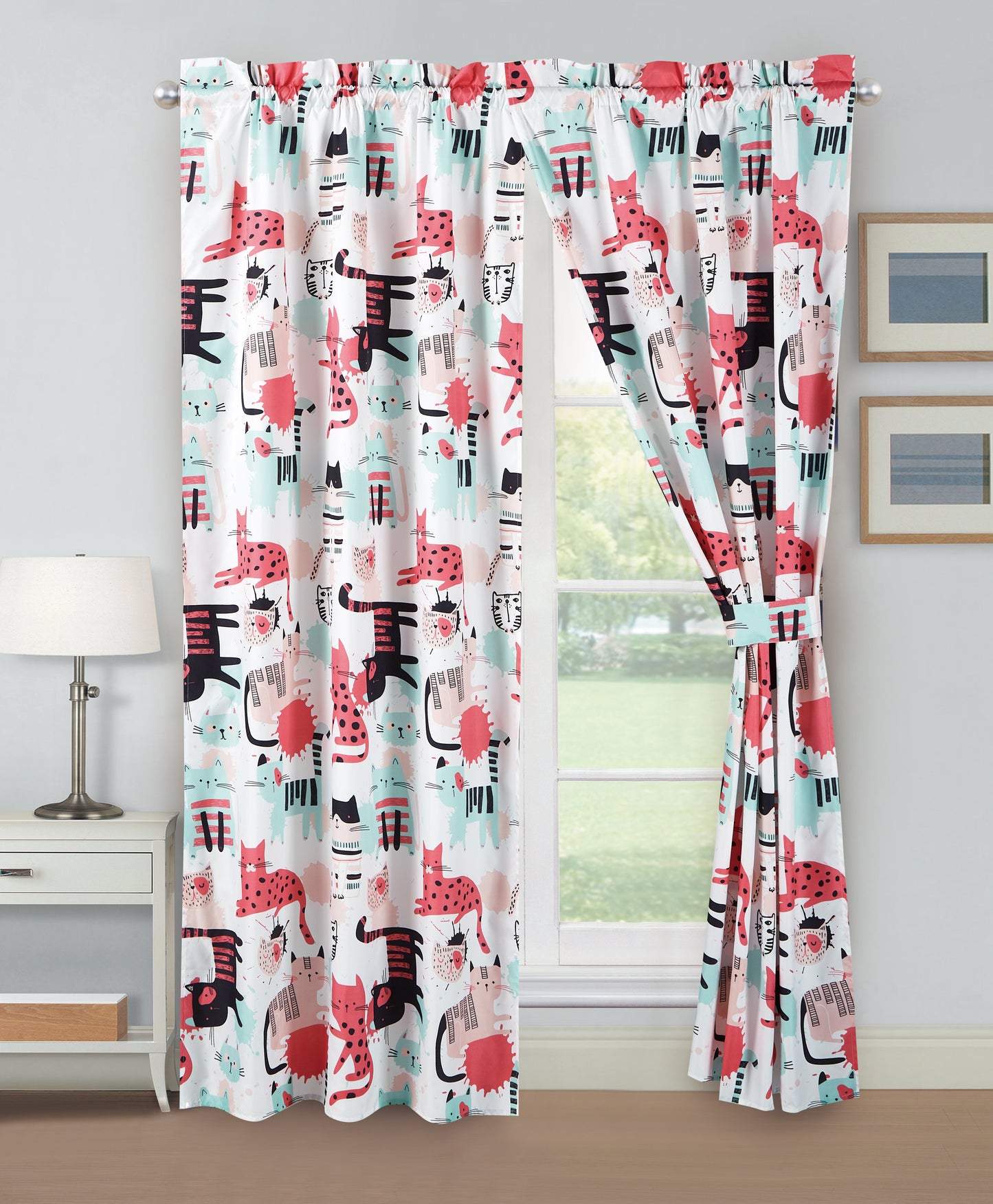 4-Piece Kids/Teens Multi-Color Printed Soft Microfiber Window Curtain Set