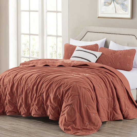 Chester Luxury Cross Stitch Corduroy Quilt Set