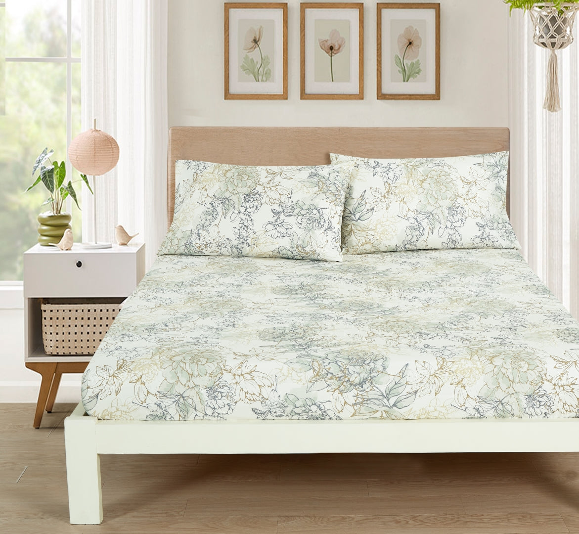 Printed Floral Microfiber Sheet Set with Deep Pocket