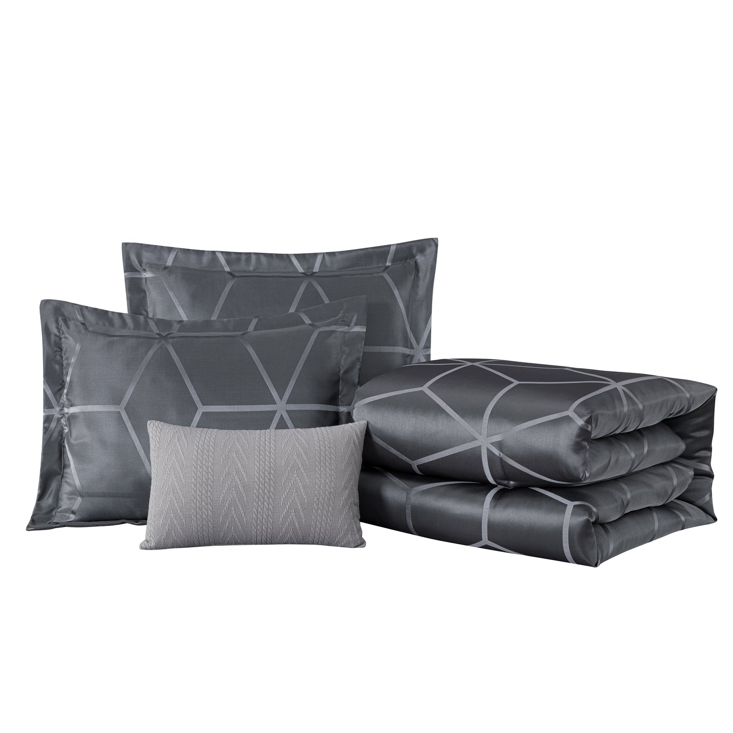 Corvo 4-Piece Modern Luxury Geometric Lattice Jacquard Comforter Set