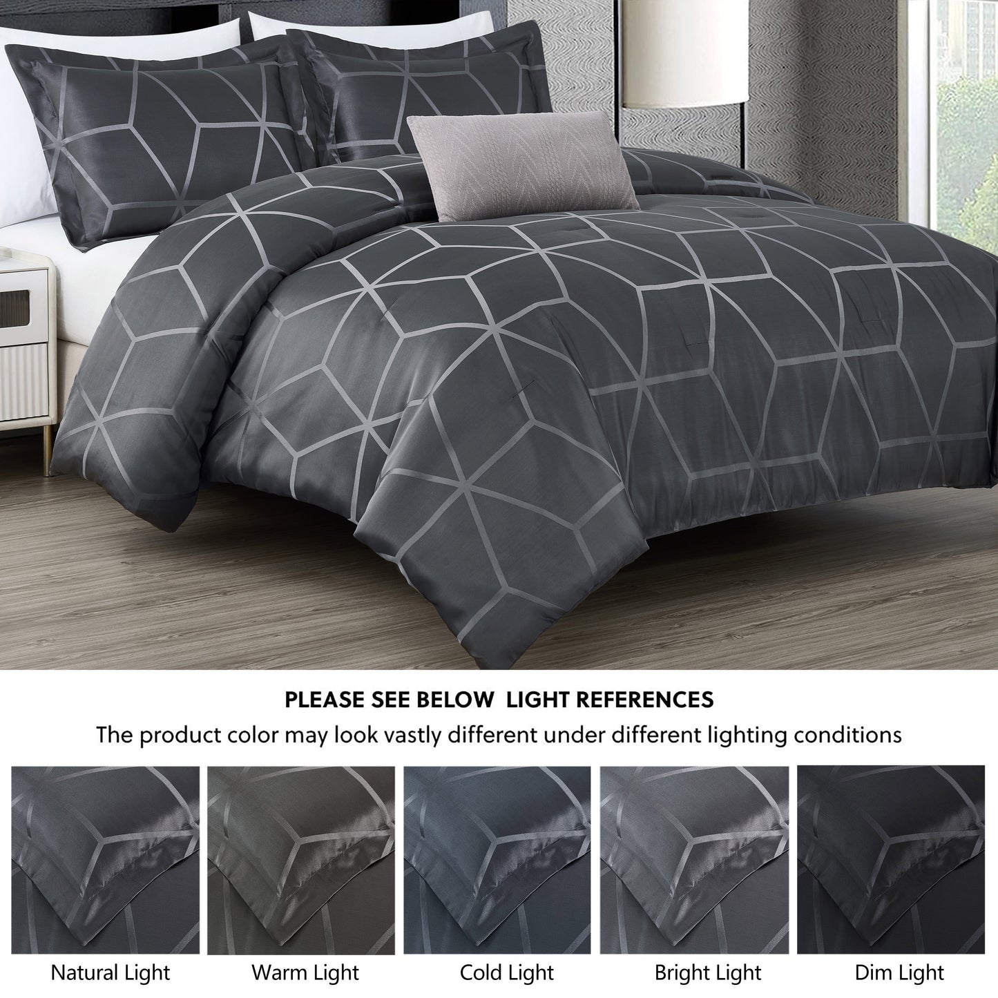 Corvo 4-Piece Modern Luxury Geometric Lattice Jacquard Comforter Set