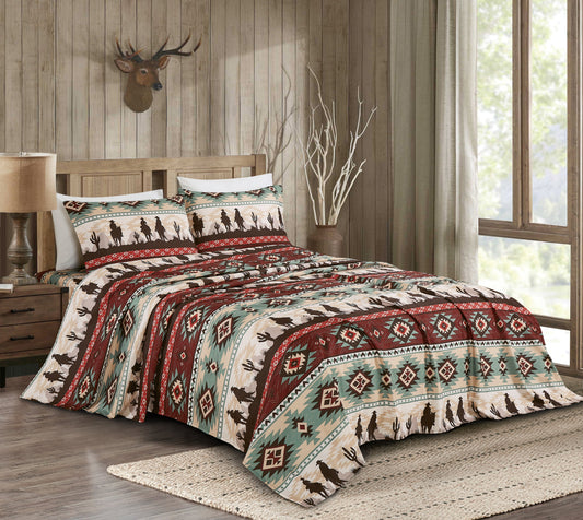 Lodge Inspired Printed Microfiber Bed Sheet Set with Deep Pockets