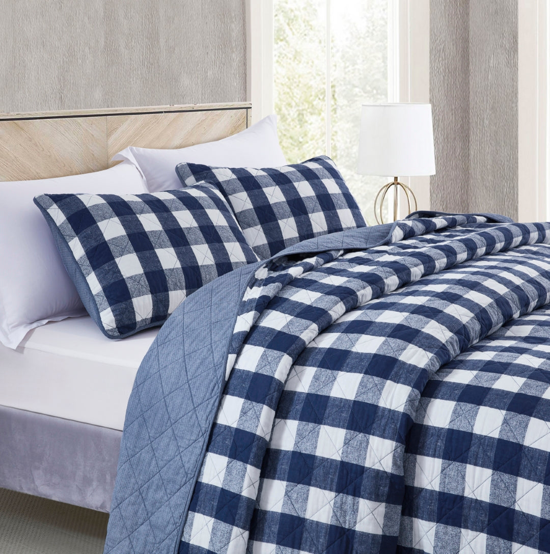 2/3-Piece Printed Lightweight Reversible Stone Washed Cotton Quilt Set