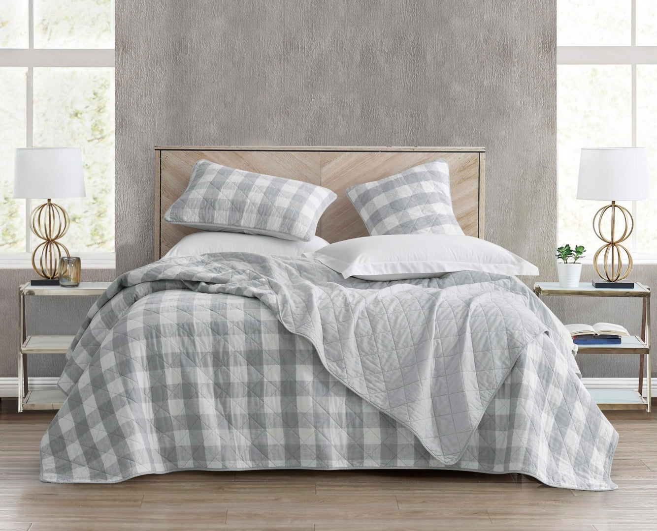 2/3-Piece Printed Lightweight Reversible Stone Washed Cotton Quilt Set