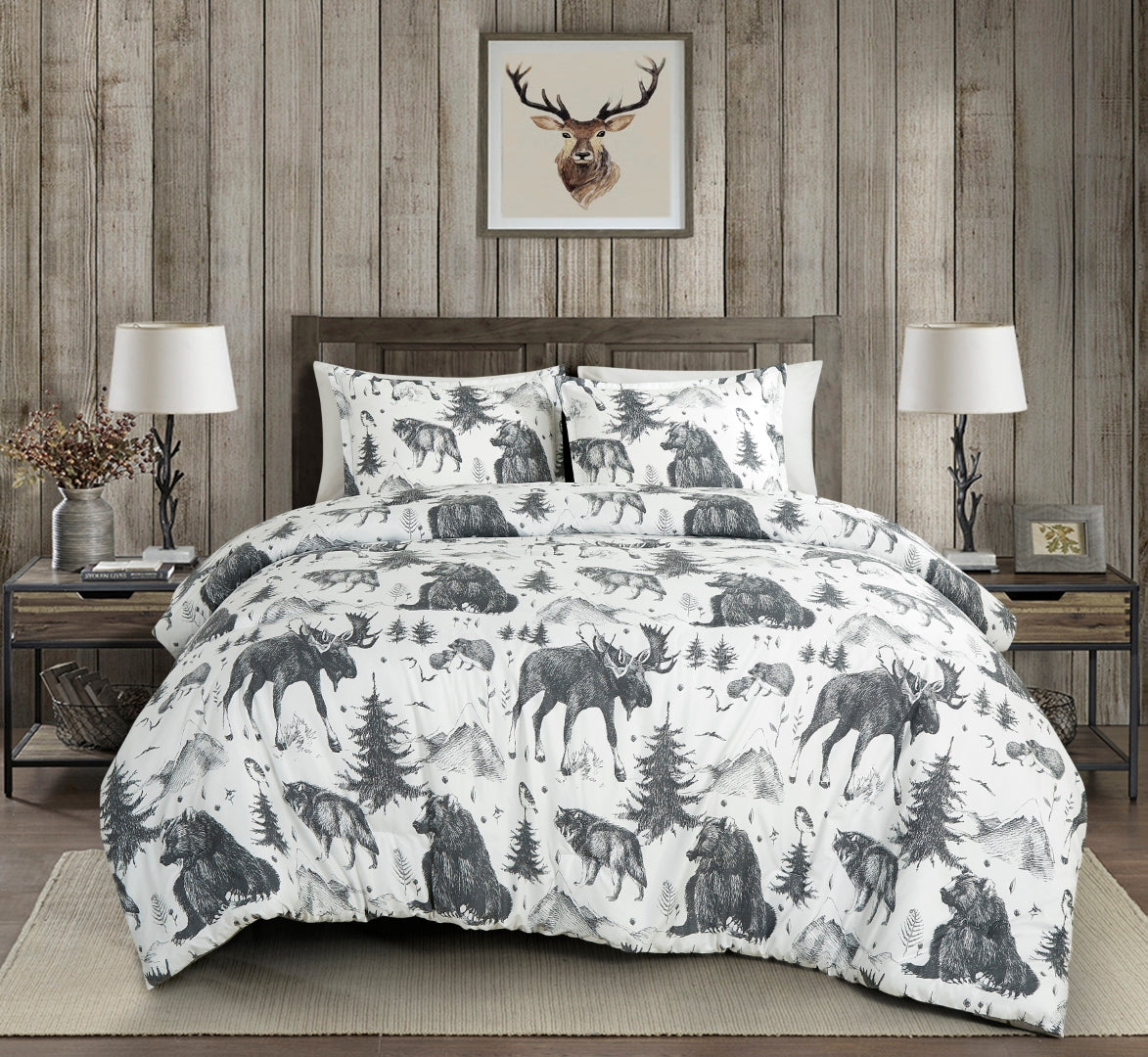 Lodge Inspired Printed Microfiber Comforter Set