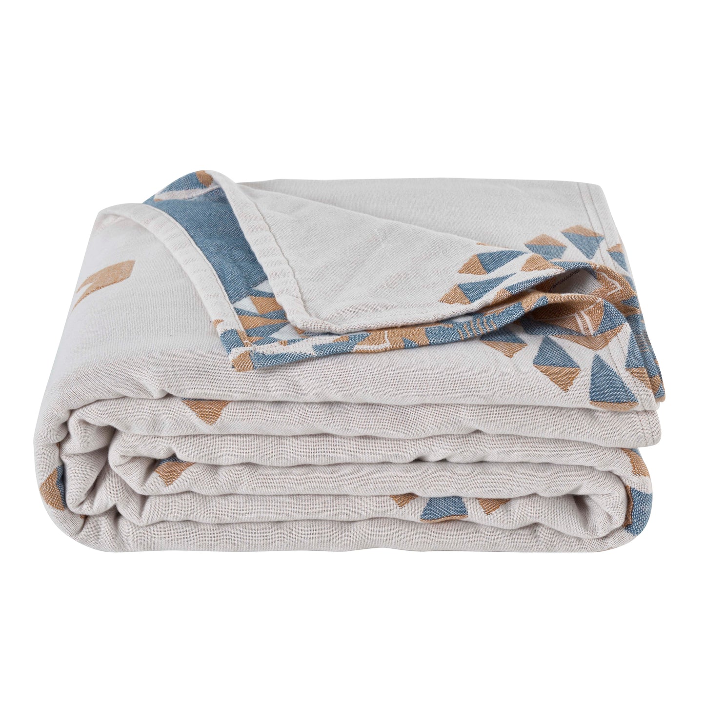 Geometric Jacquard Woven Four-Layer Cotton Blanket