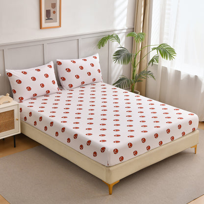 2-Pack Kids/Teens Sports Printed Fitted Sheet Set – 2 Fitted Sheets + 4 Pillowcases (No Flat Sheet)