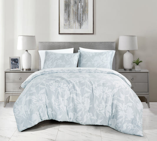 Freesia 7-Piece Floral Jacquard Textured Bed in a Bag Comforter Set