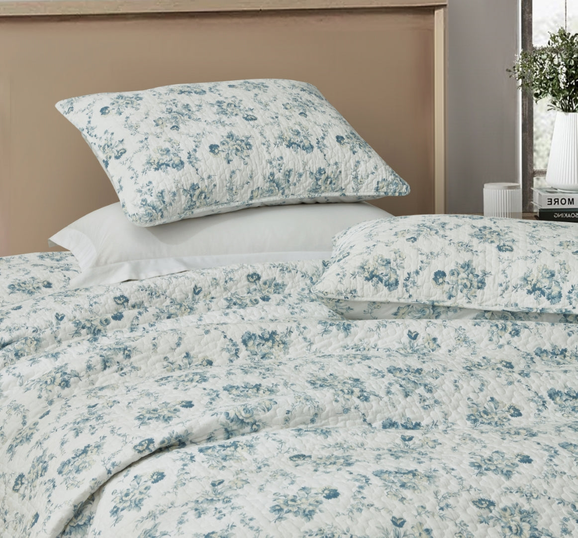 2/3-Piece Printed Lightweight Reversible Stone Washed Cotton Quilt Set