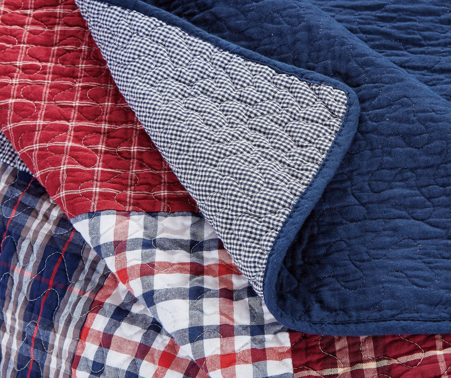 100% Washed Cotton Quilted Patchwork Reversible Throw Blanket