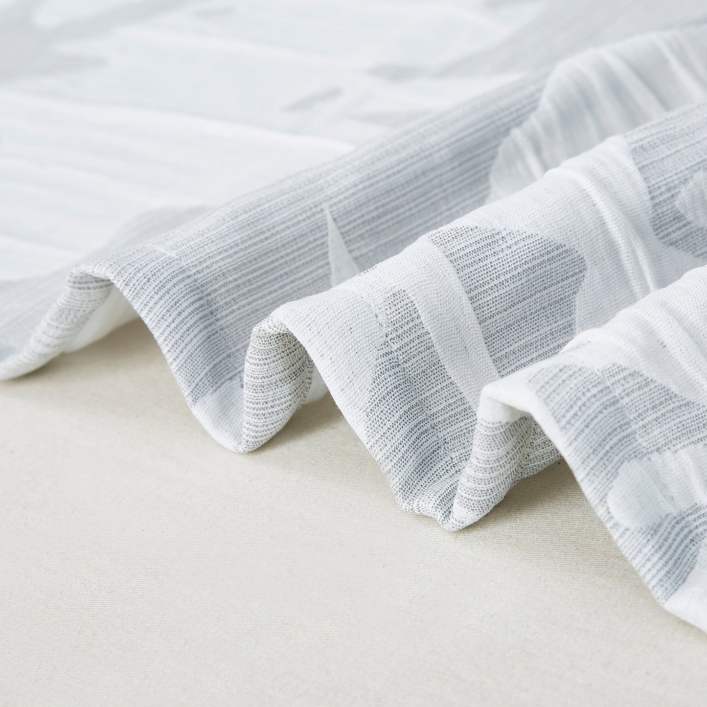 Heather 4-Piece Soft Floral Jacquard Textured light filtering Window Curtain Set