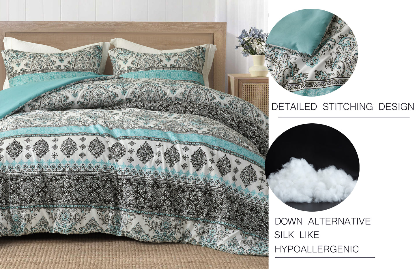 2/3-Piece Printed Pre-Washed Microfiber Lightweight Comforter Set