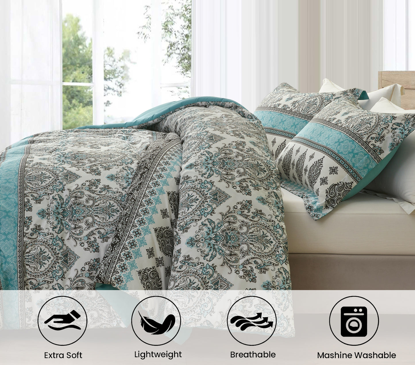 2/3-Piece Printed Pre-Washed Microfiber Lightweight Comforter Set